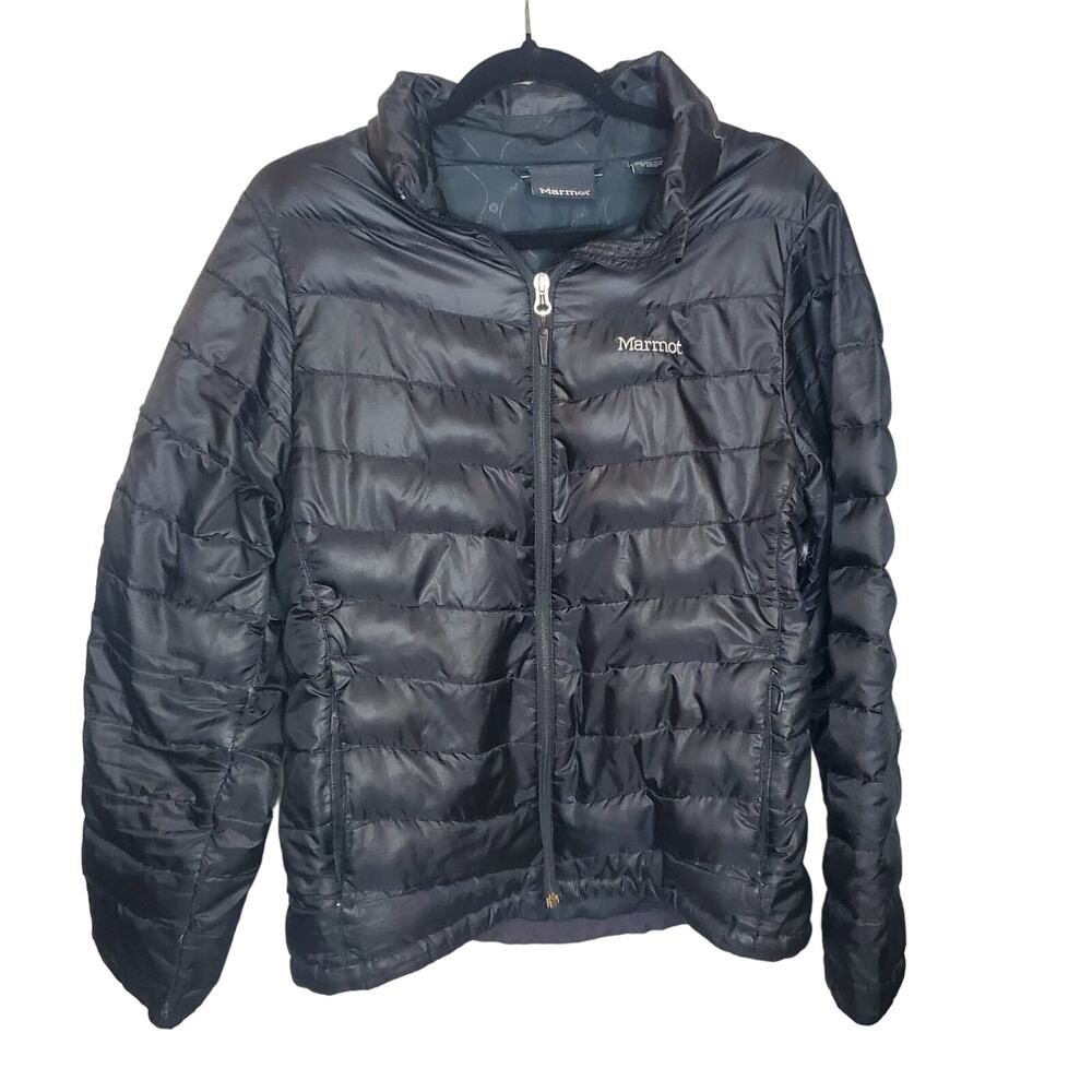 Marmot Black Puffer Jacket Full Zip-Up Women's Large FLAWS - READ Unisex Coat